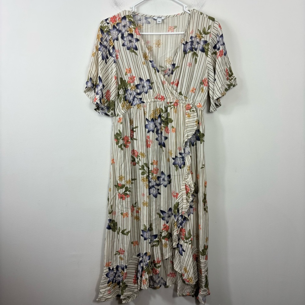 Floral Wrap Dress Womens S Sonoma Faux Wrap Ruffle Hem Mixed Print Feminine